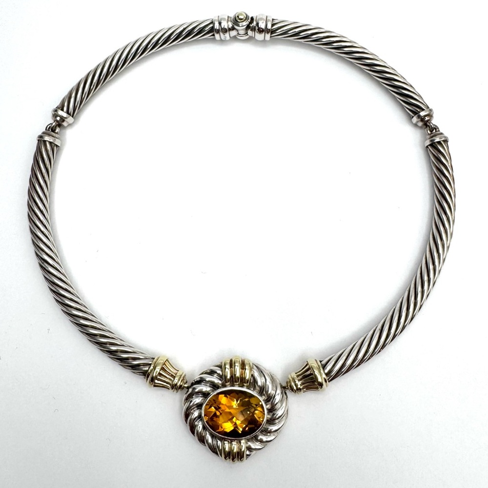 David Yurman Renaissance Choker Necklace With Citrine And Gold